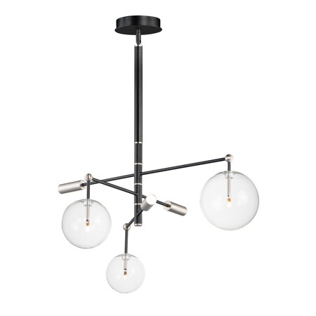 Et2 Global 3-Light 35.5" Wide Black / Satin Nickel Pendant Light E25074-18BKSN